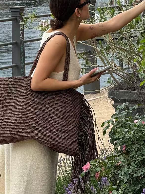 Claire | Sac de plage à franges tissé pour femmes