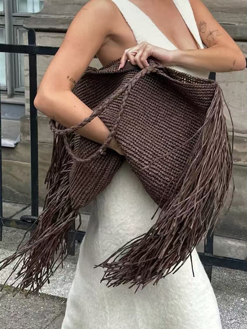 Claire | Sac de plage à franges tissé pour femmes