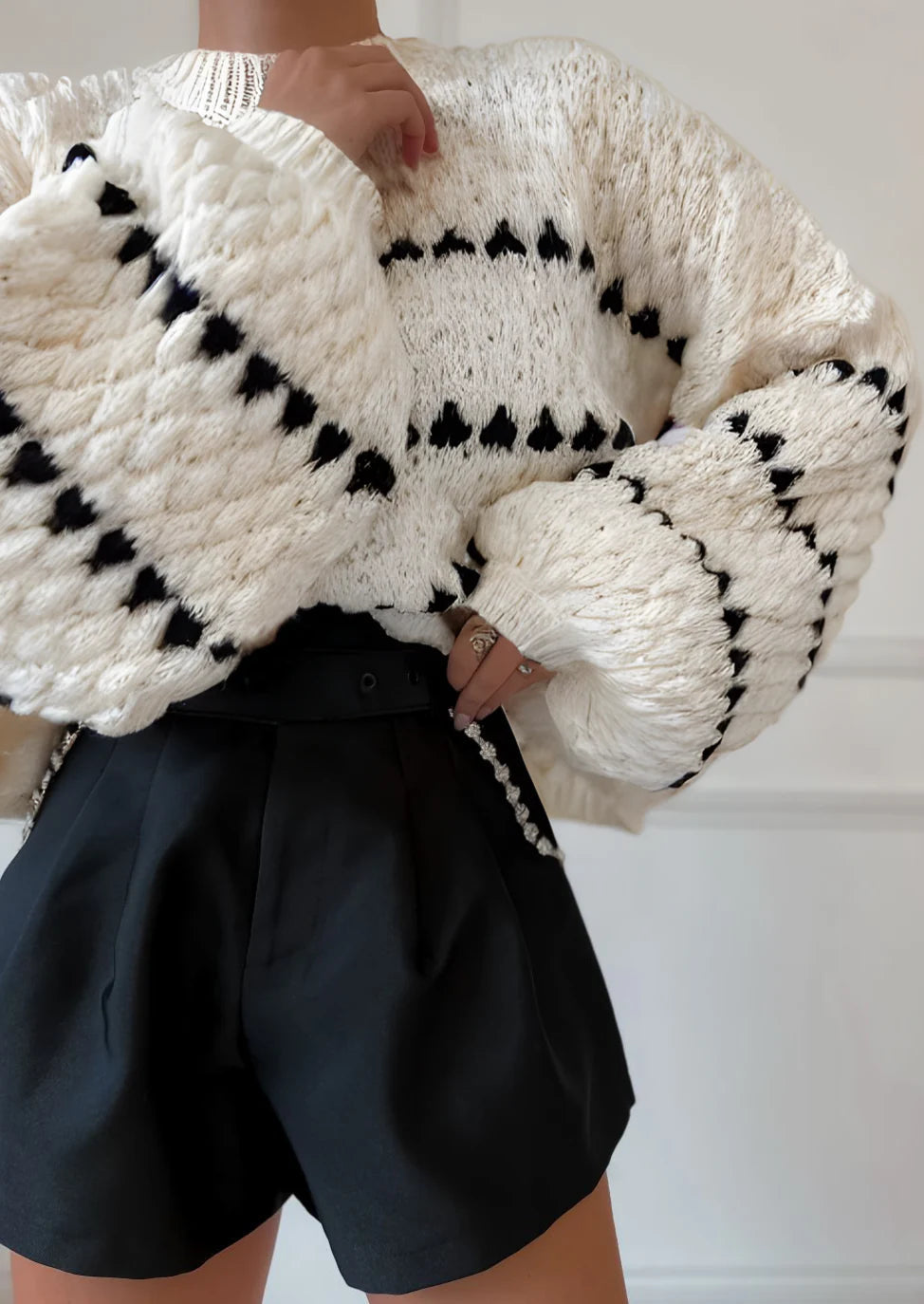 Clementina | Pull oversized à manches larges avec contraste pour femmes