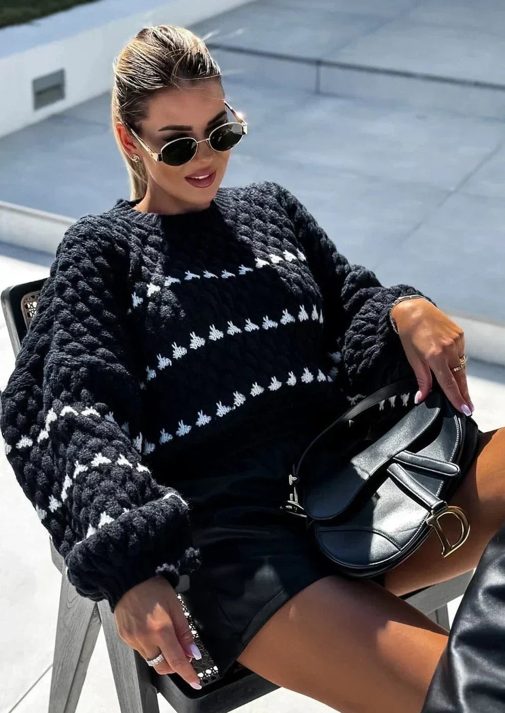 Clementina | Pull oversized à manches larges avec contraste pour femmes