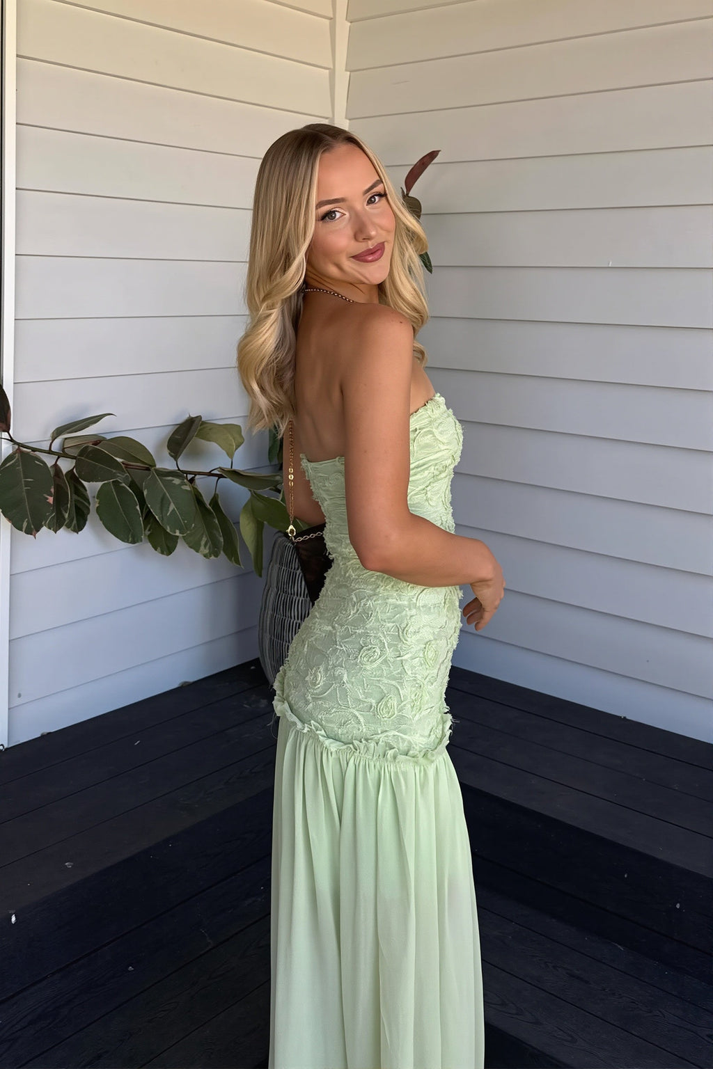 Cleo | Robe Maxi Chiffon sans Manches à Corsage Texturé Floral pour Femme