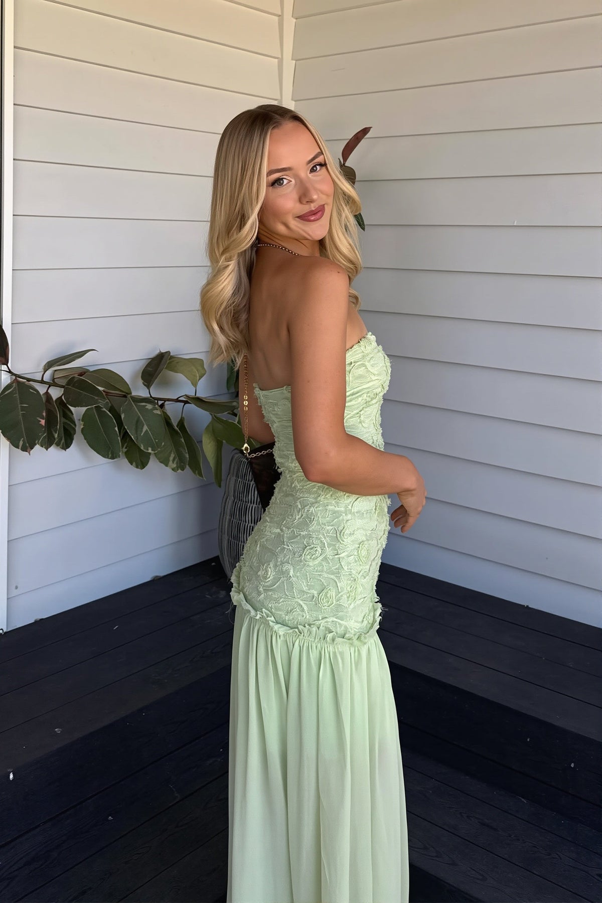 Cleo | Robe Maxi Chiffon sans Manches à Corsage Texturé Floral pour Femme