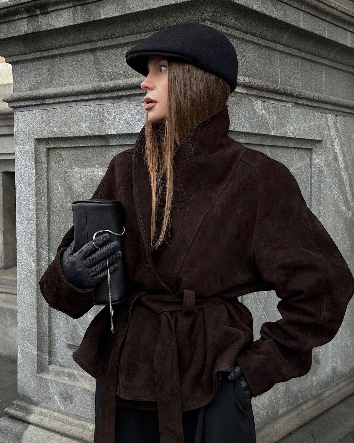 Deborah | Manteau Trench en Suède Synthétique avec Ceinture pour Femmes