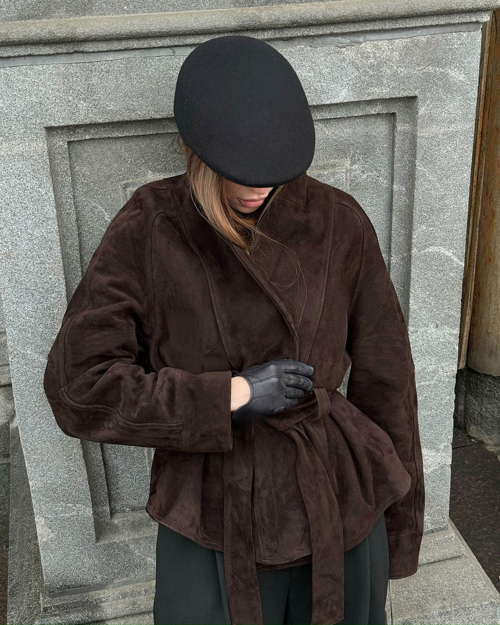 Deborah | Manteau Trench en Suède Synthétique avec Ceinture pour Femmes