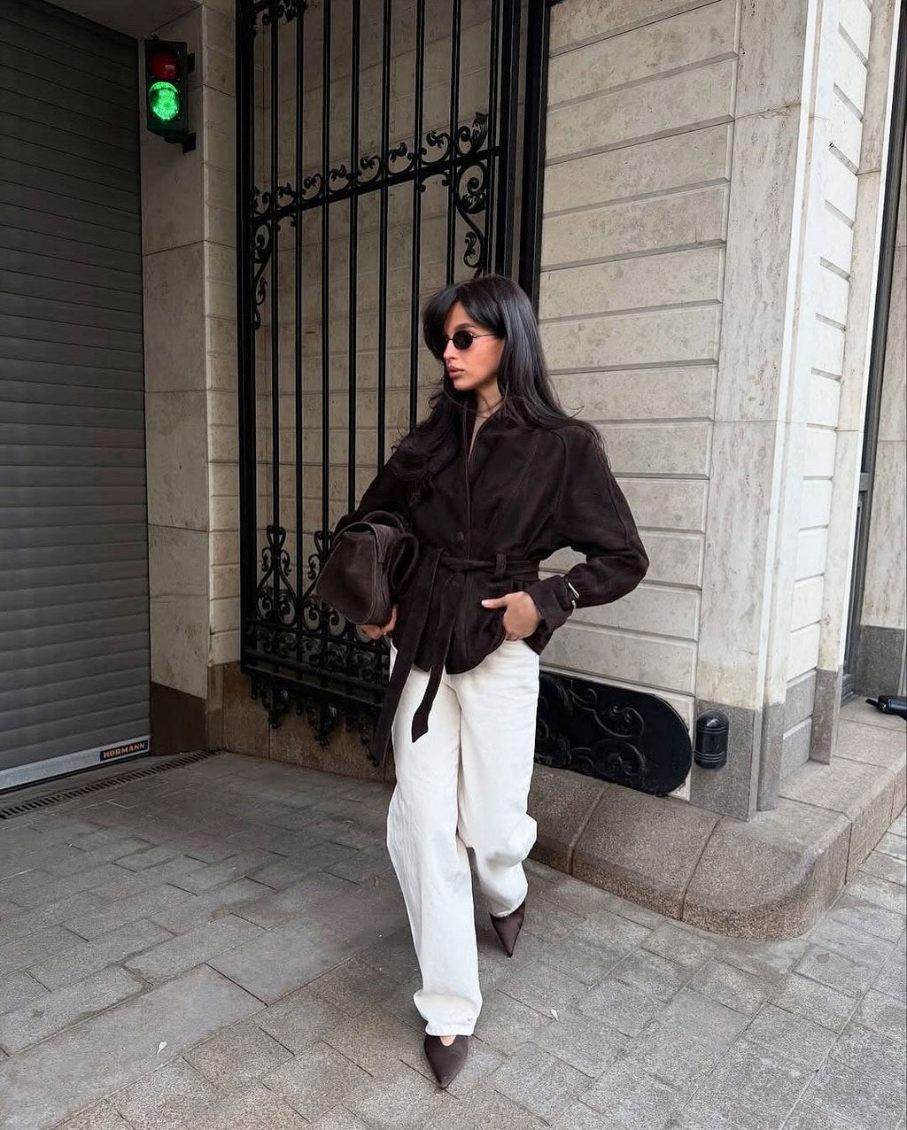 Deborah | Manteau Trench en Suède Synthétique avec Ceinture pour Femmes