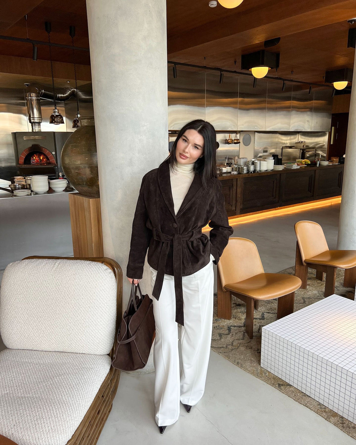 Deborah | Manteau Trench en Suède Synthétique avec Ceinture pour Femmes