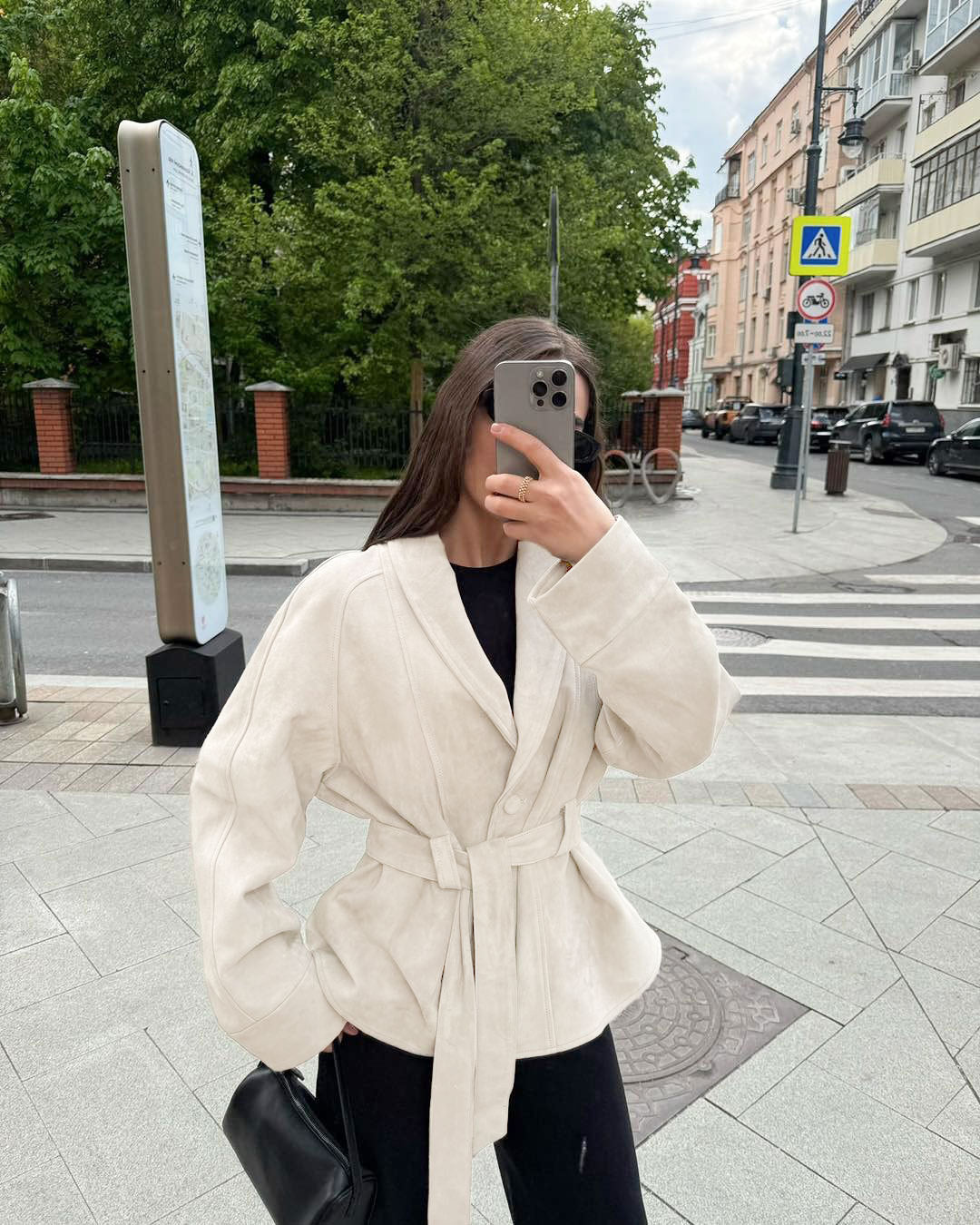 Deborah | Manteau Trench en Suède Synthétique avec Ceinture pour Femmes