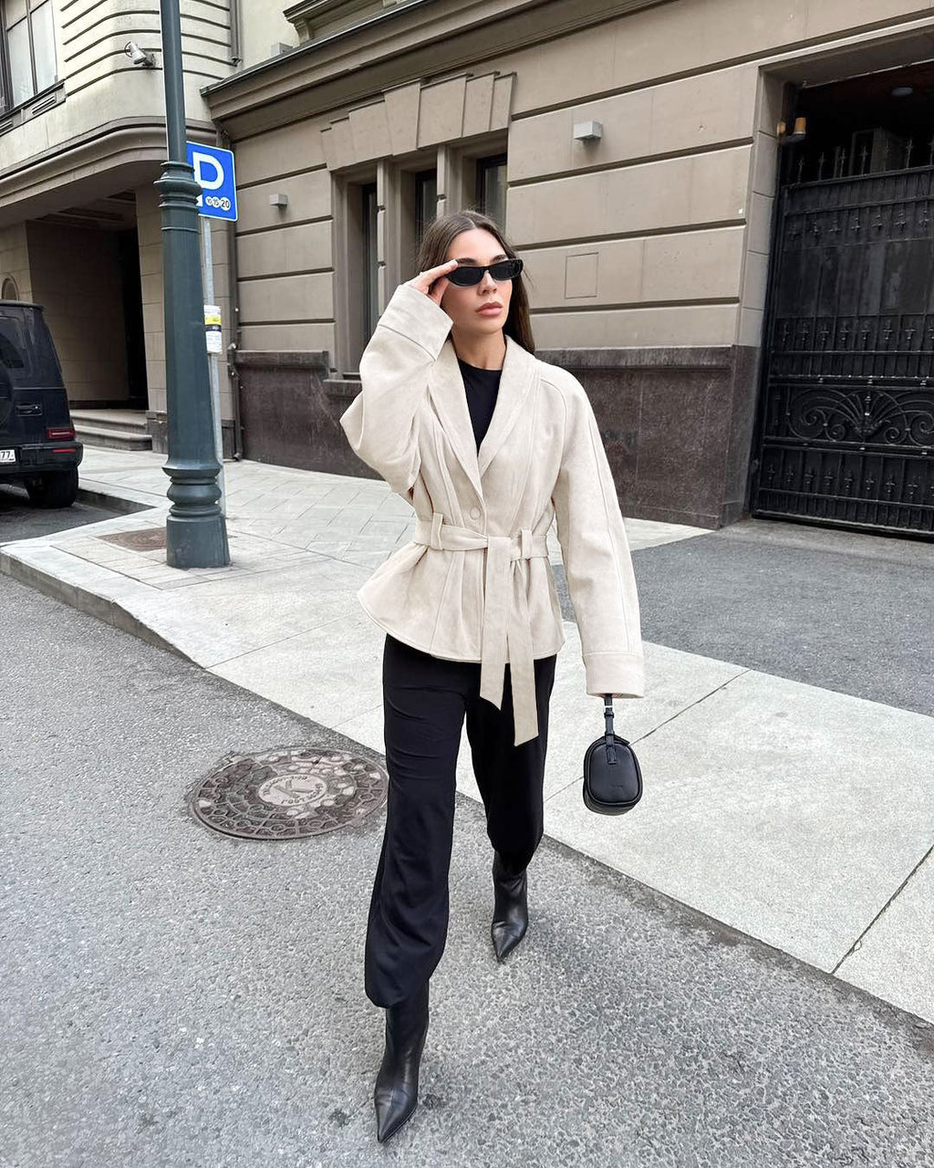 Deborah | Manteau Trench en Suède Synthétique avec Ceinture pour Femmes