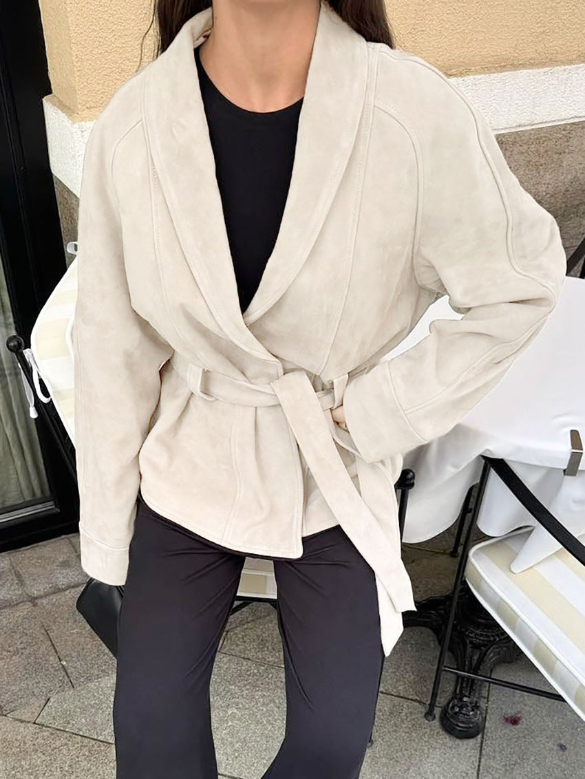 Deborah | Manteau Trench en Suède Synthétique avec Ceinture pour Femmes