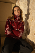 Delaney | Cardigan tricoté zippé pour femmes à motif paisley