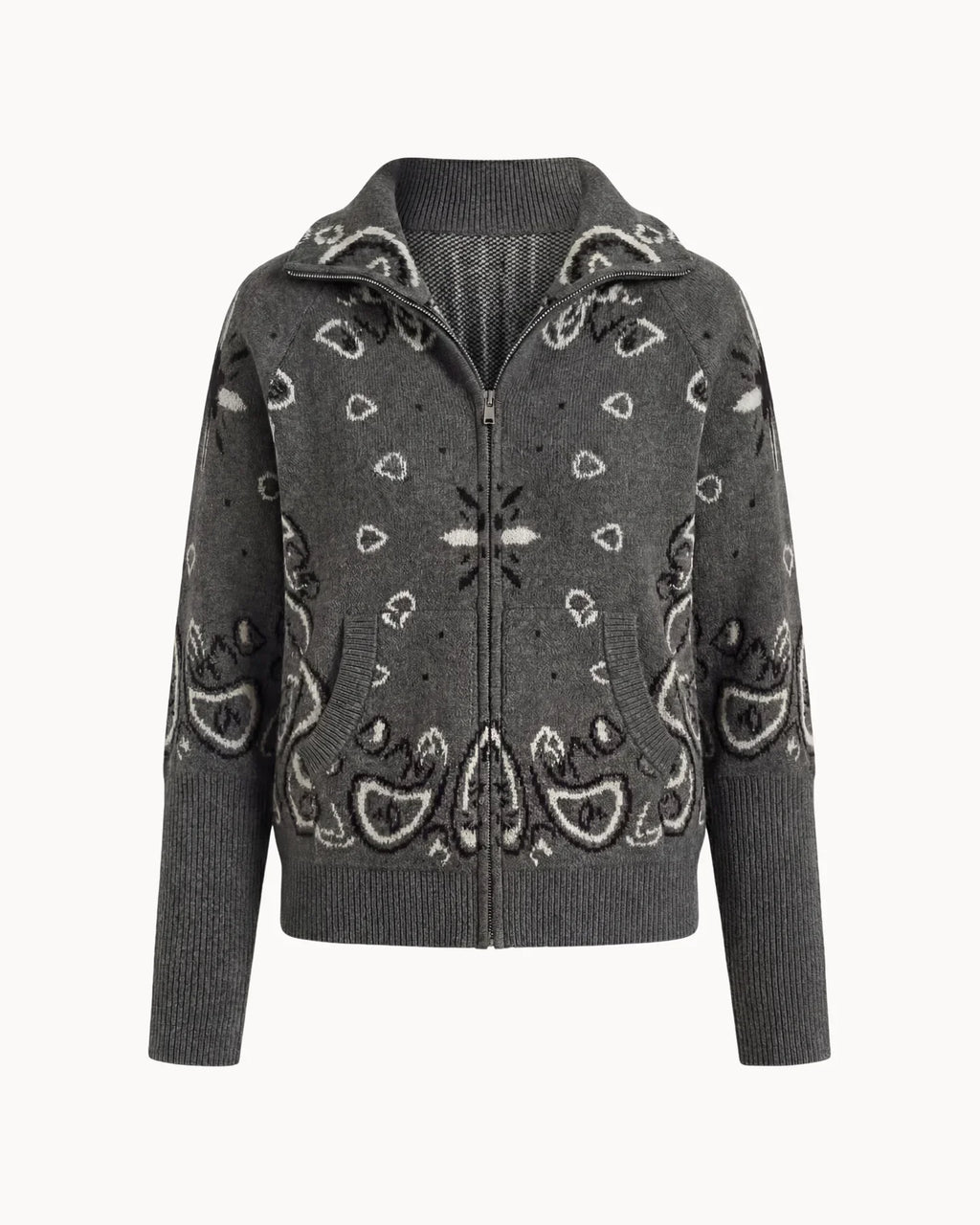 Delaney | Cardigan tricoté zippé pour femmes à motif paisley