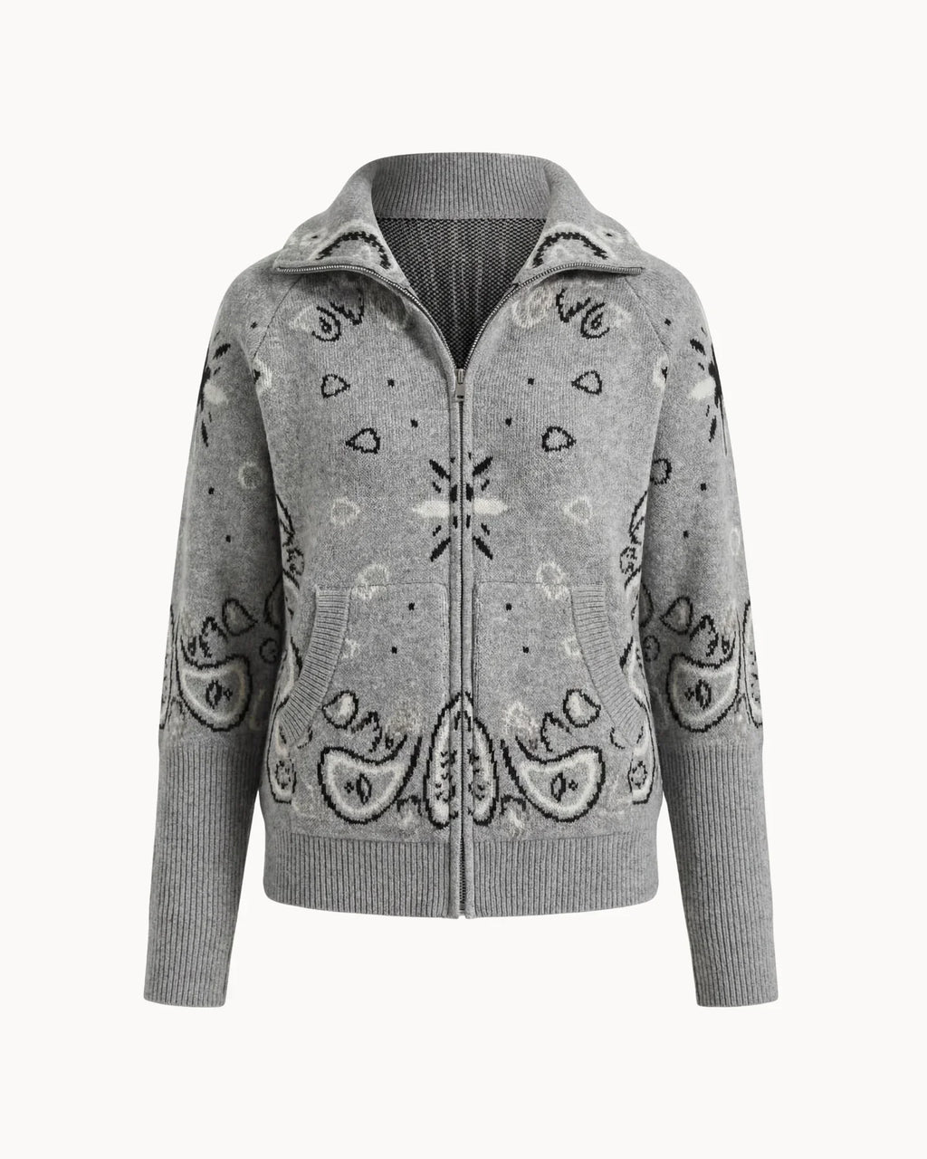 Delaney | Cardigan tricoté zippé pour femmes à motif paisley