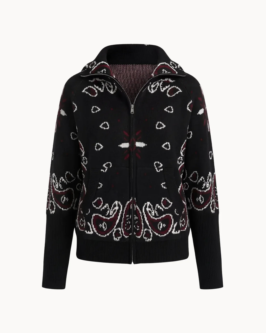 Delaney | Cardigan tricoté zippé pour femmes à motif paisley