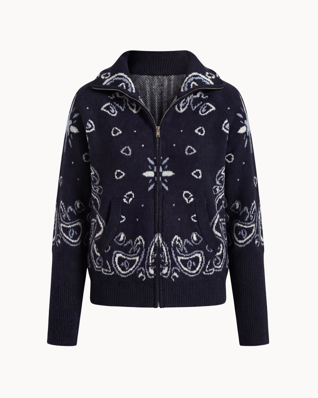 Delaney | Cardigan tricoté zippé pour femmes à motif paisley