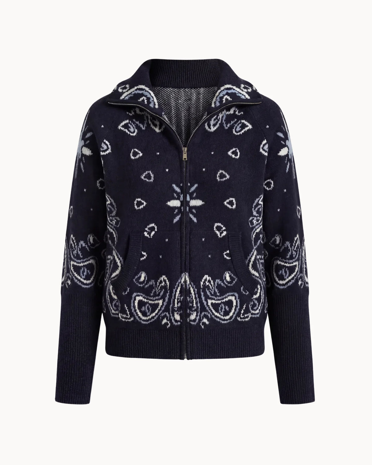 Delaney | Cardigan tricoté zippé pour femmes à motif paisley