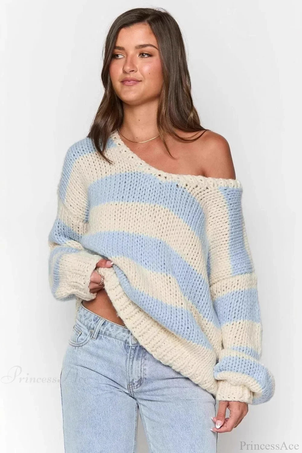 Elaina | Pull oversized tricot rayé pour femmes