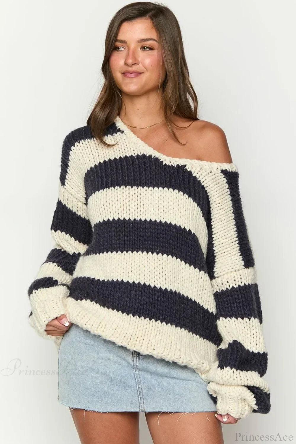 Elaina | Pull oversized tricot rayé pour femmes