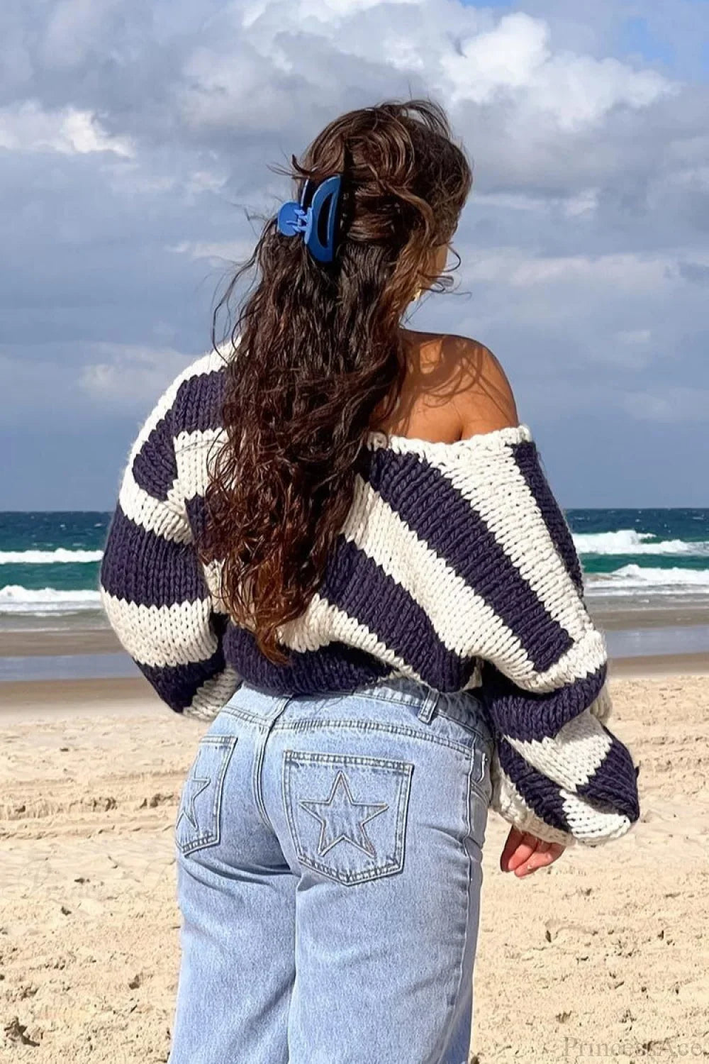 Elaina | Pull oversized tricot rayé pour femmes