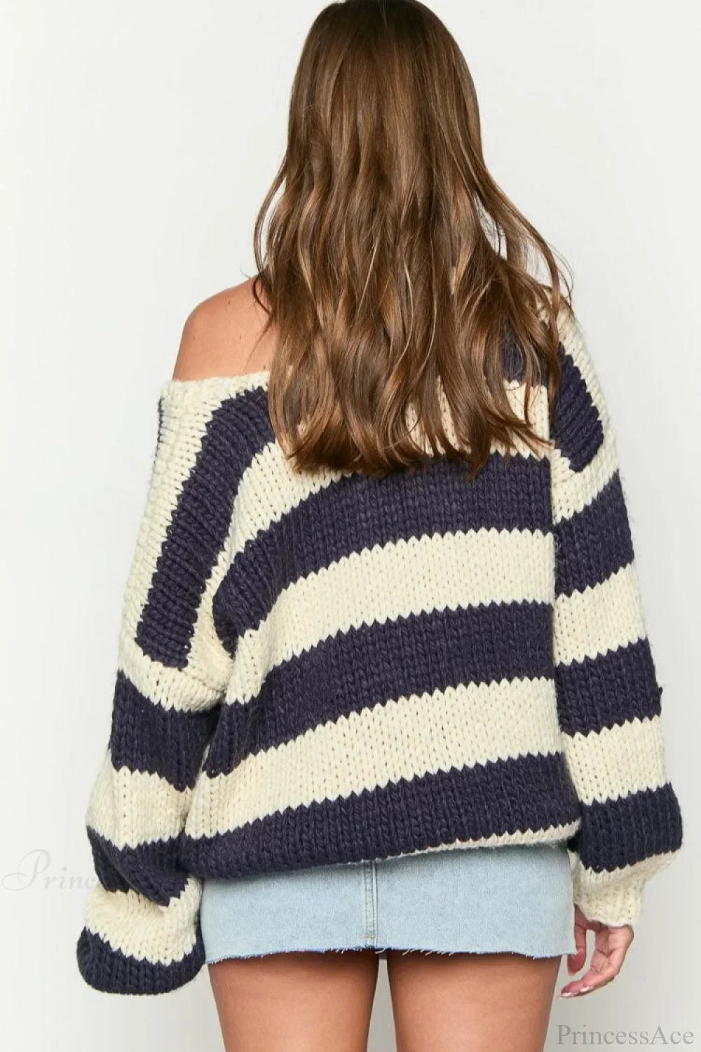 Elaina | Pull oversized tricot rayé pour femmes