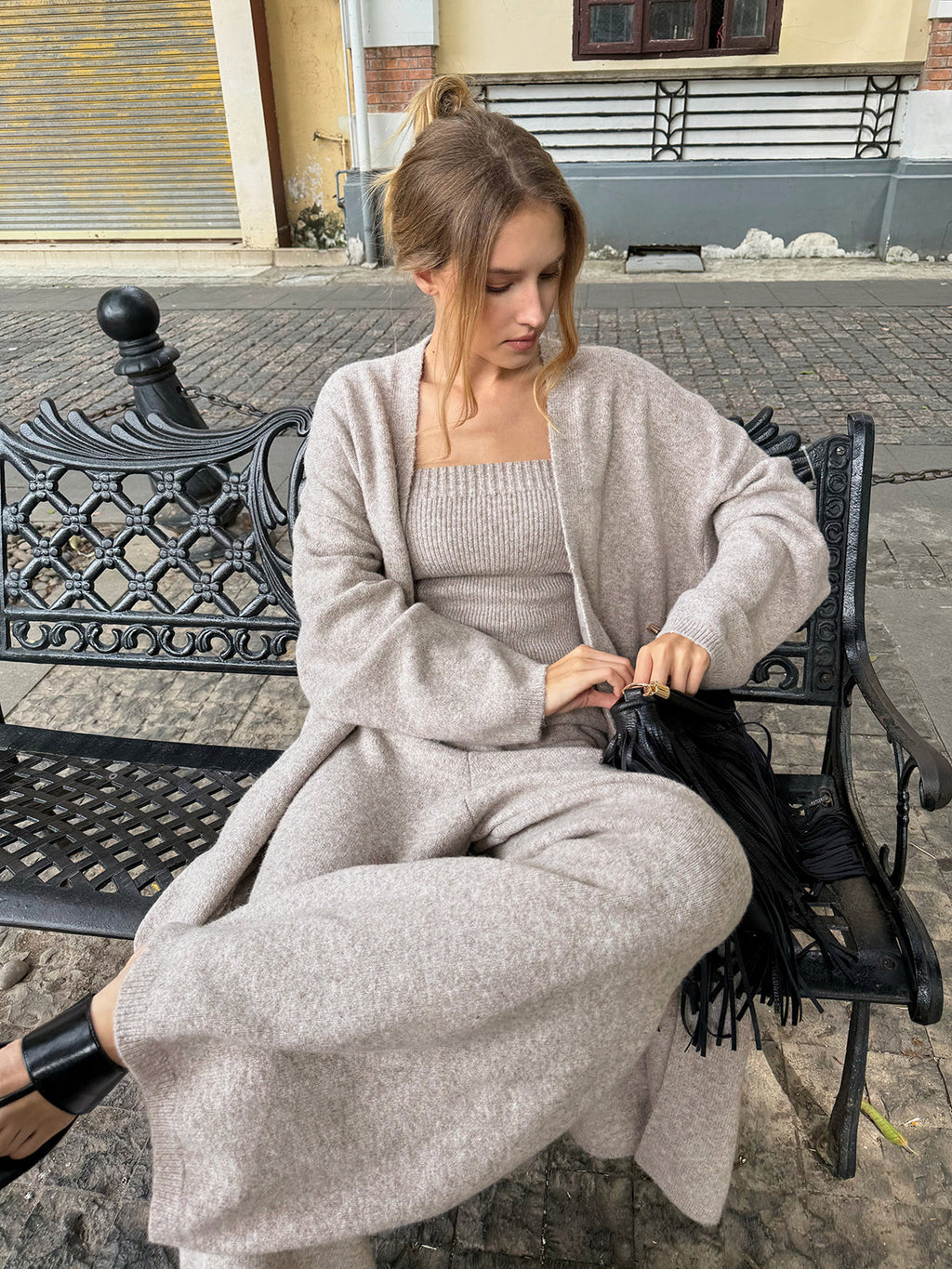 Ensley | Ensemble Tricot à Encolure Carrée pour Femmes en Trois Pièces