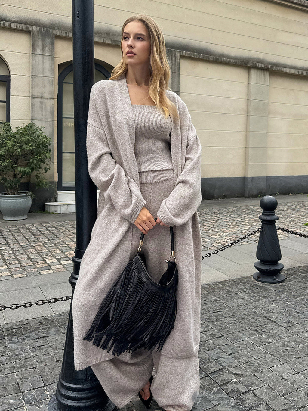 Ensley | Ensemble Tricot à Encolure Carrée pour Femmes en Trois Pièces