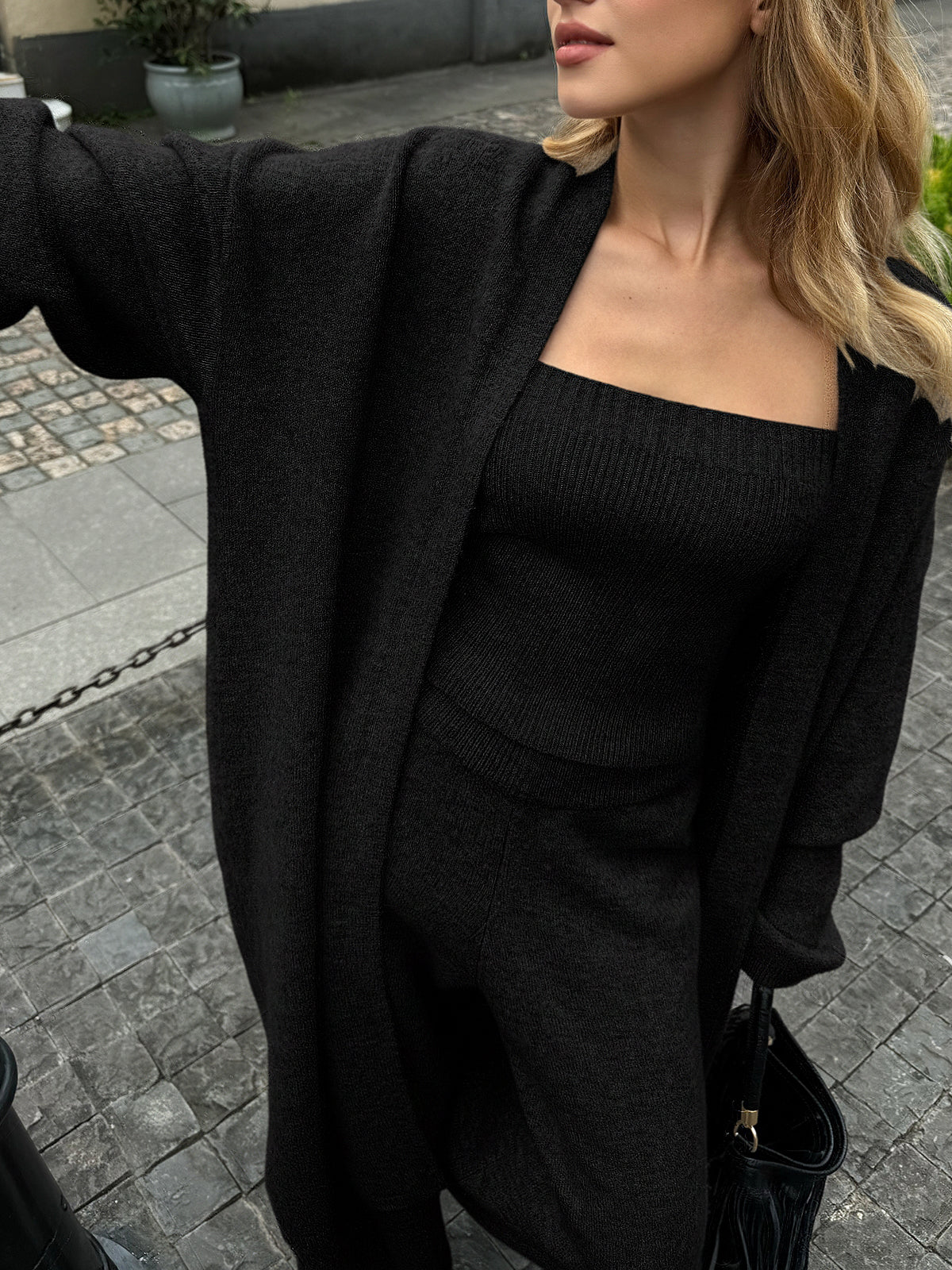 Ensley | Ensemble Tricot à Encolure Carrée pour Femmes en Trois Pièces