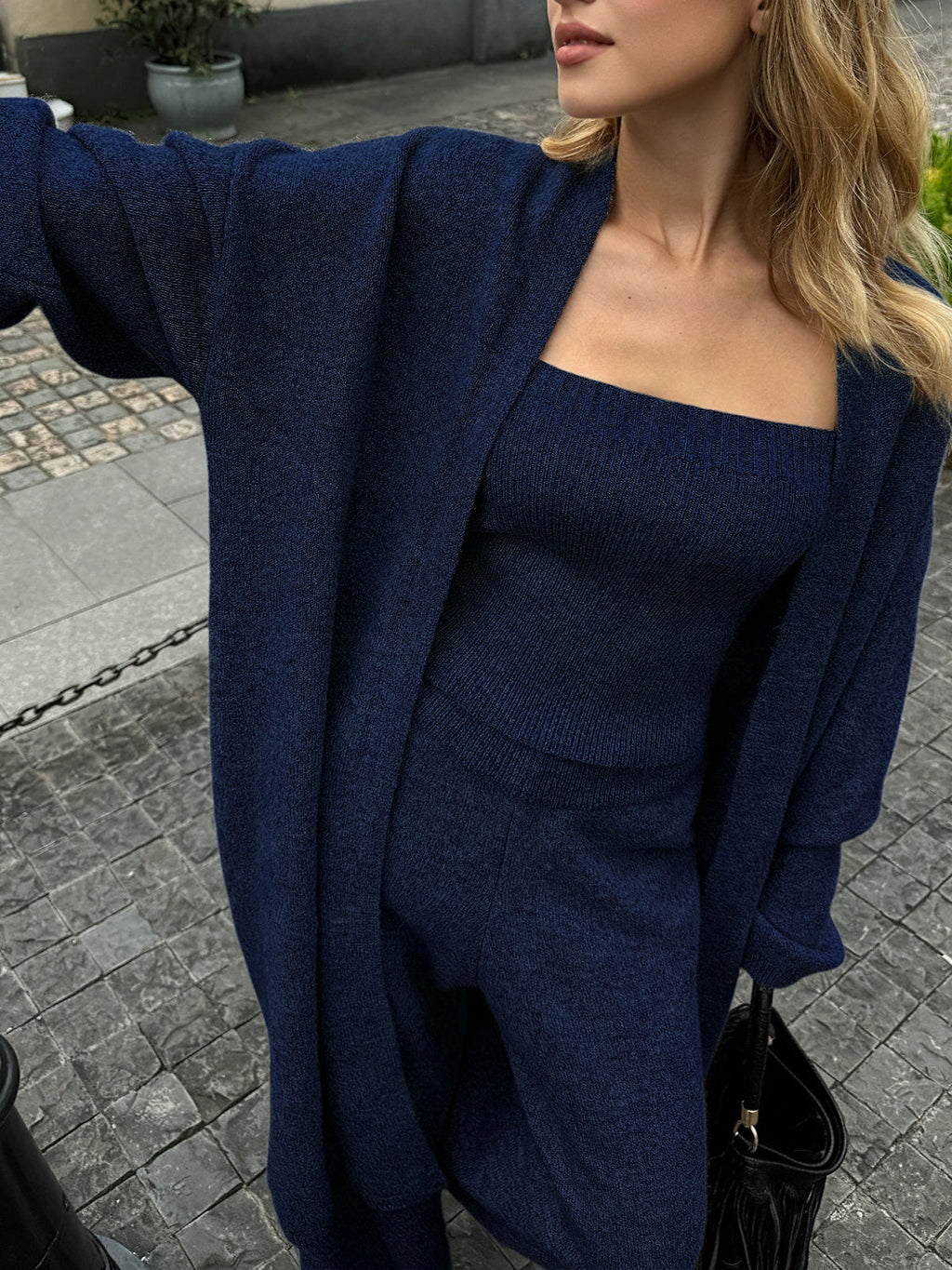 Ensley | Ensemble Tricot à Encolure Carrée pour Femmes en Trois Pièces