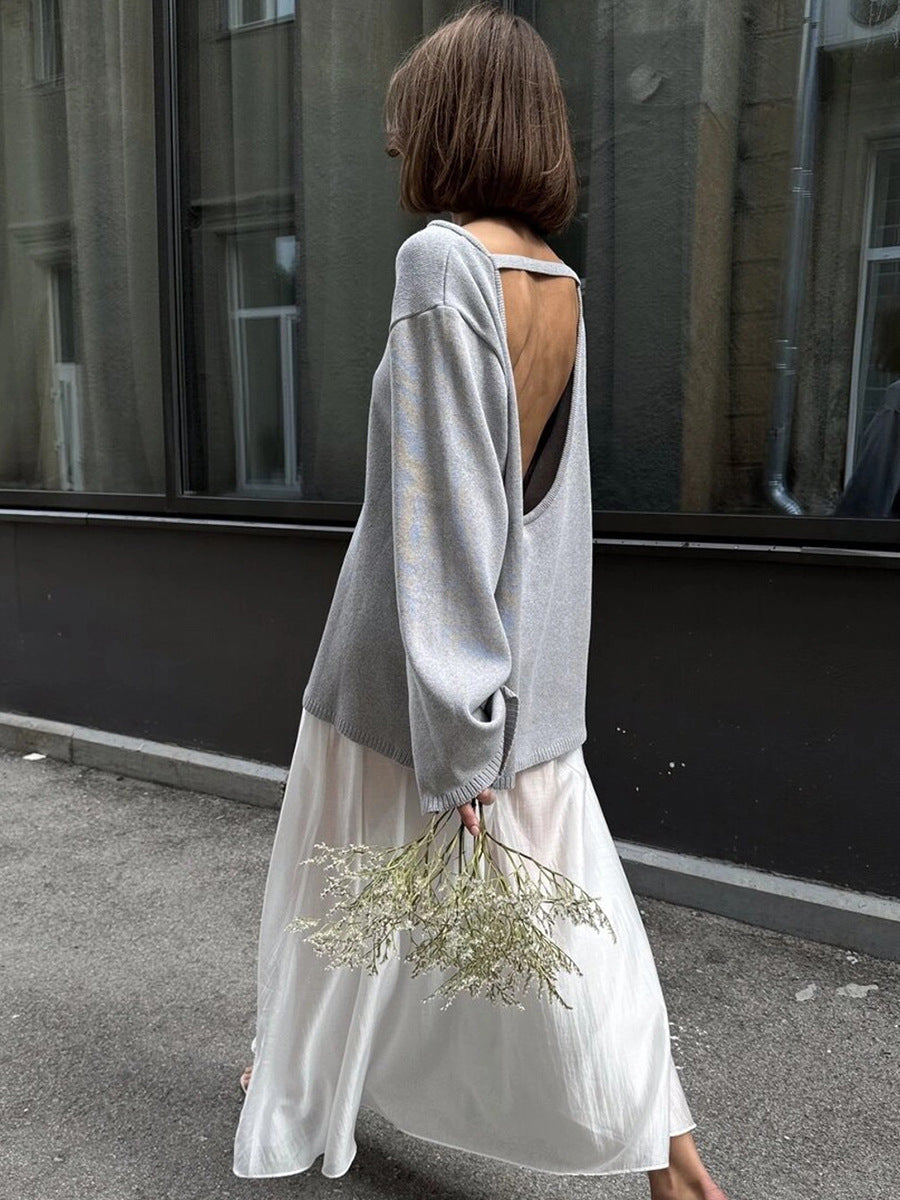 Giselle | Pull en tricot dos nu oversize pour femmes