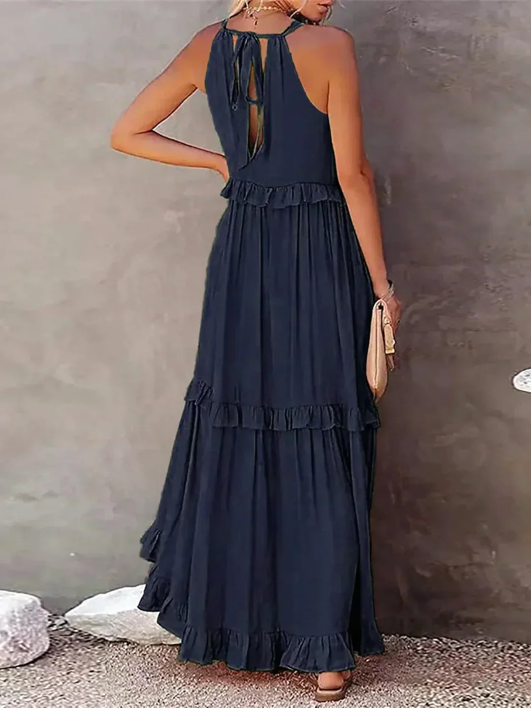 Gabriella | Robe maxi d'été sans manches à volants superposés pour femmes