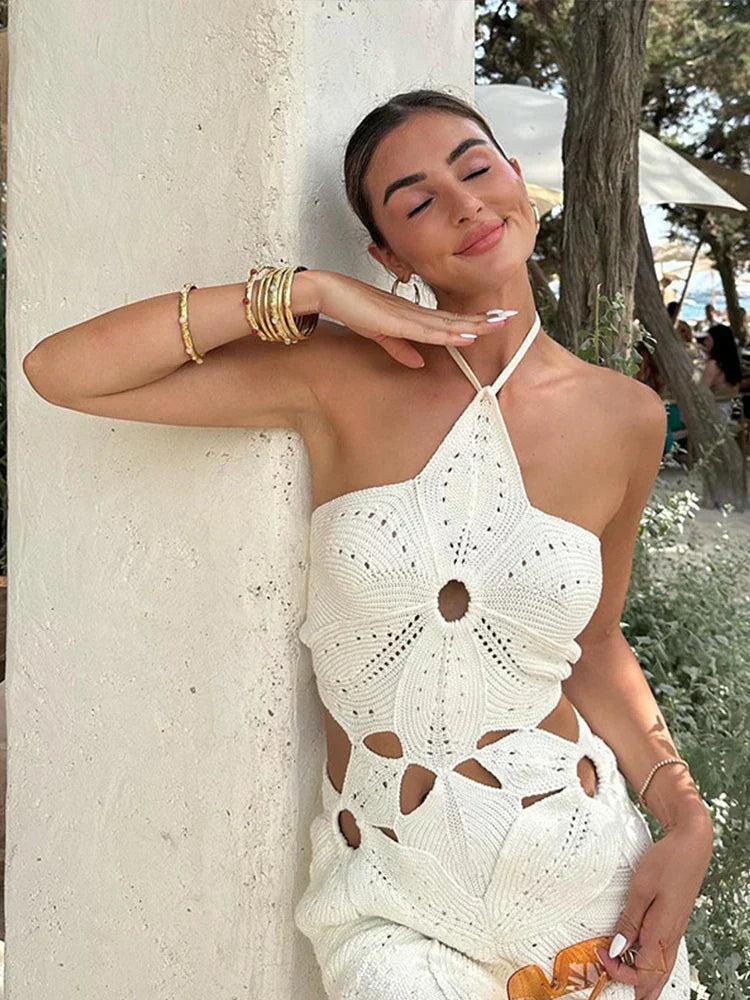 Hailey | Robe Mini en Crochet à Décolleté Halter pour Femmes