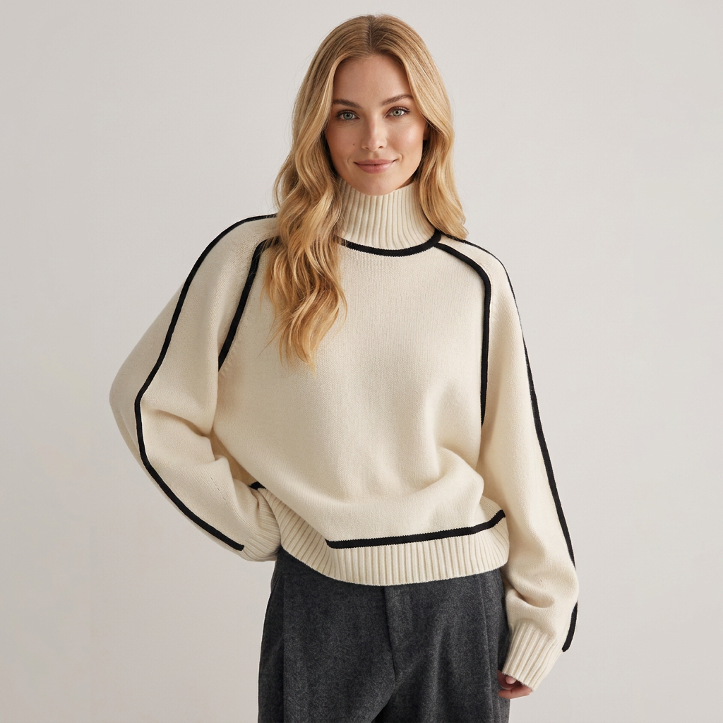 Hartley | Pull à col roulé à manches longues en ribbed pour femmes