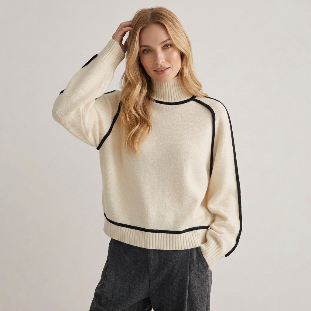 Hartley | Pull à col roulé à manches longues en ribbed pour femmes