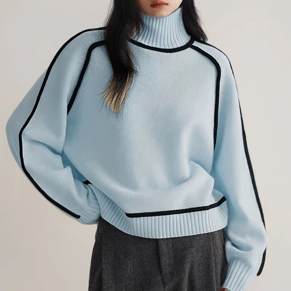Hartley | Pull à col roulé à manches longues en ribbed pour femmes