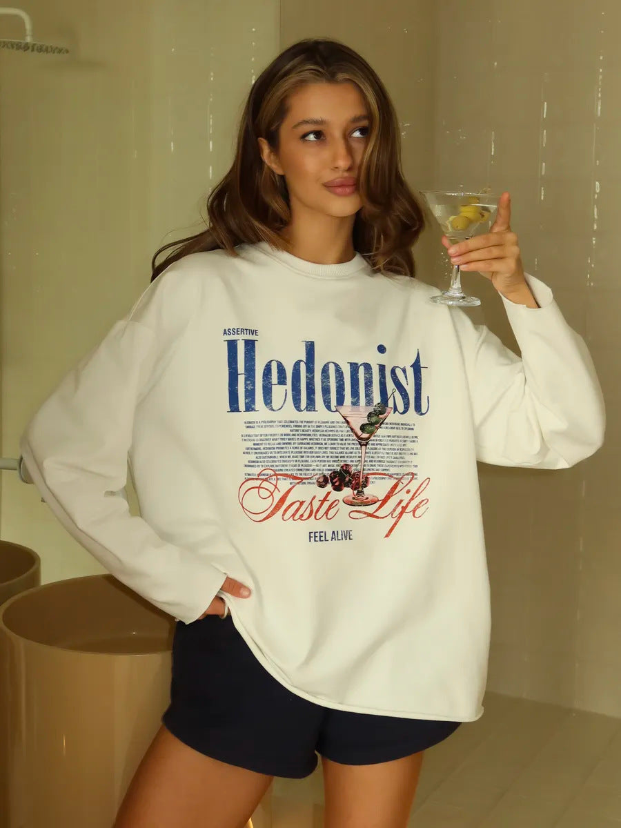 Jillian | Sweatshirt oversized à col rond pour femmes avec impression graphique