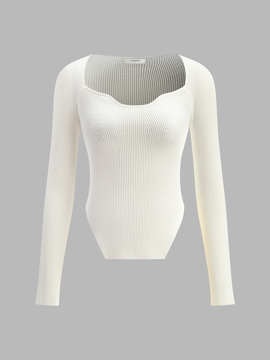 Joella | Haut en tricot à manches longues avec ourlet pointu et décolleté en cœur pour femmes