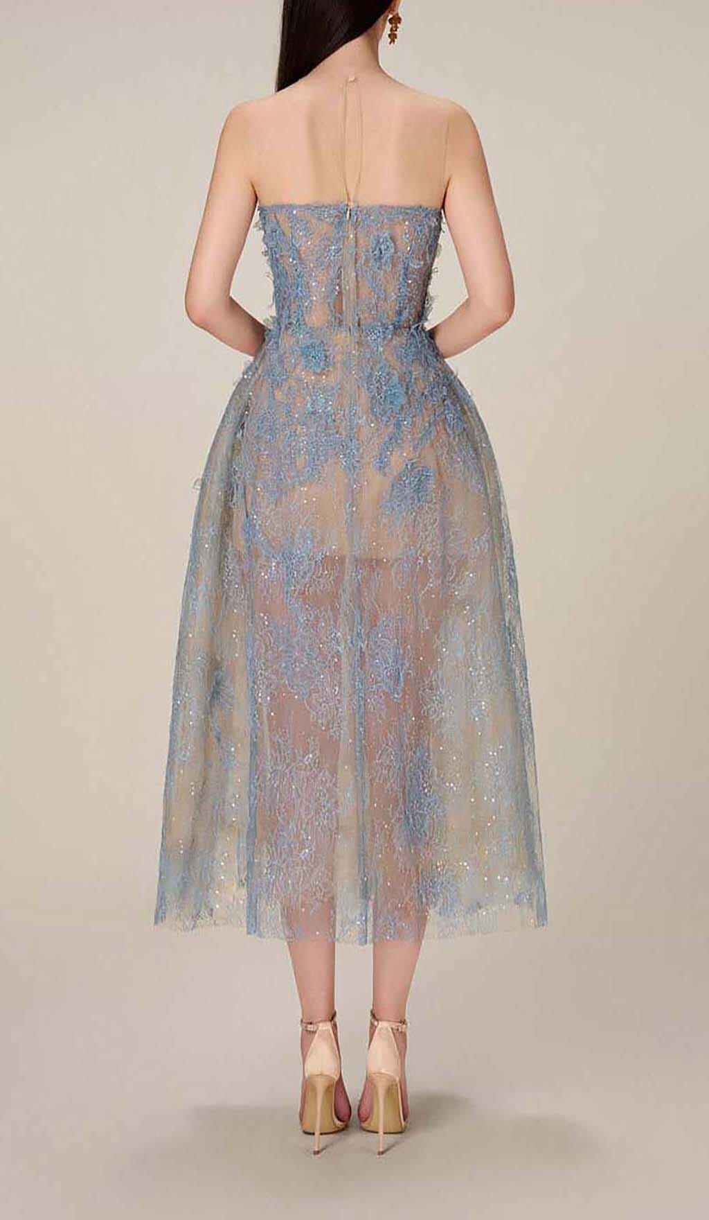Joelle | Robe de bal midi en dentelle florale pour femmes