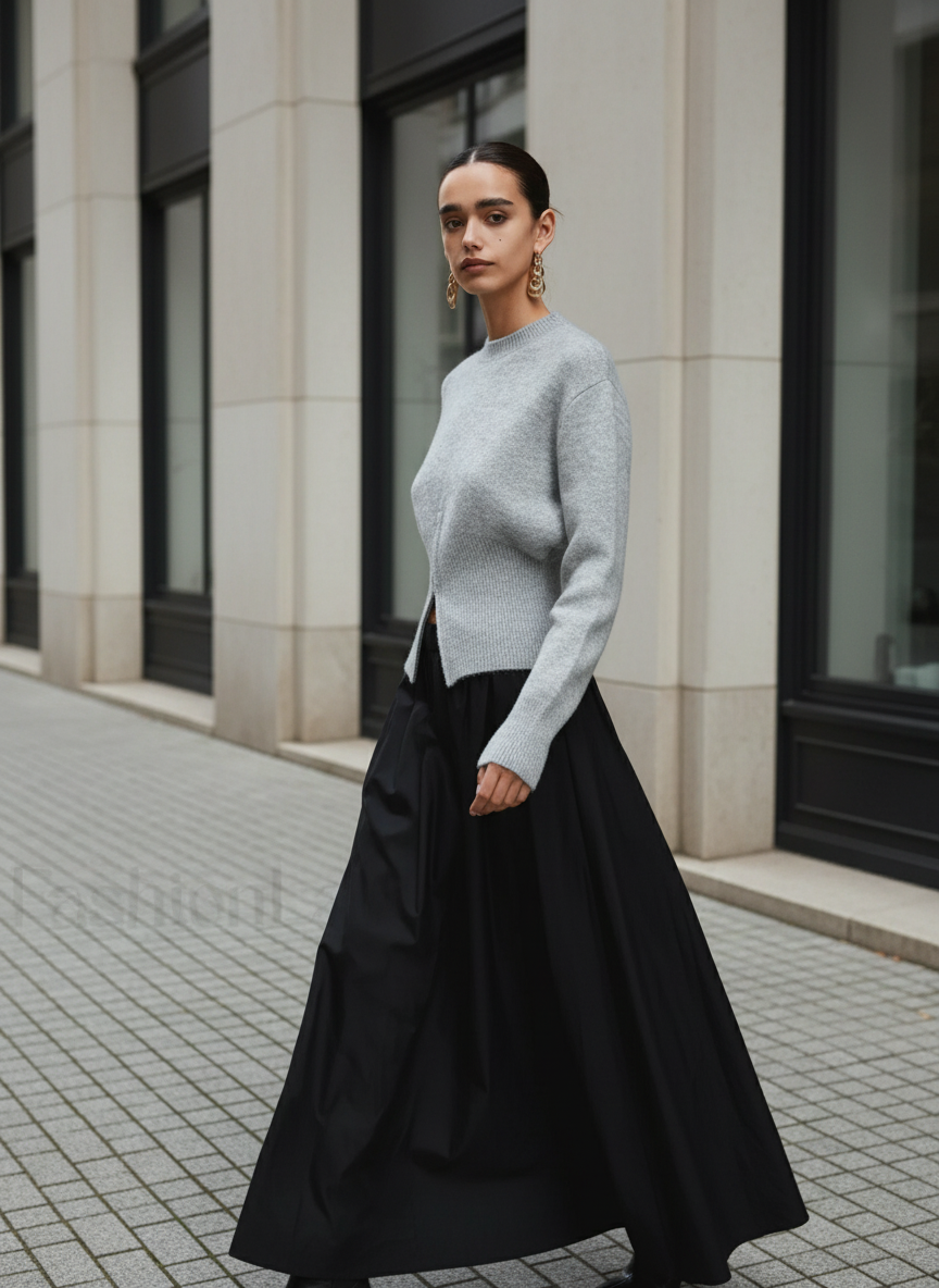 Kallie | Pull en tricot côtelé à manches longues avec fente avant pour femmes
