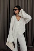 Karsyn | Pantalons larges pour femmes en tricot côtelé, ensemble deux pièces