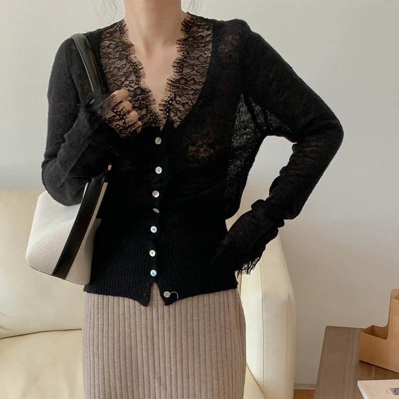 Kassandra | Cardigan en tricot à manches longues, décolleté en V et boutons sur le devant pour femmes