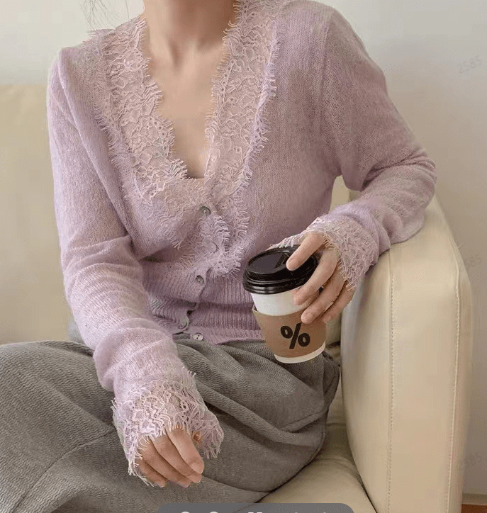 Kassandra | Cardigan en tricot à manches longues, décolleté en V et boutons sur le devant pour femmes