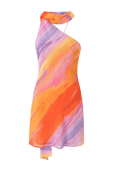 Katalina | Robe d'été mini en satin à une épaule pour femmes