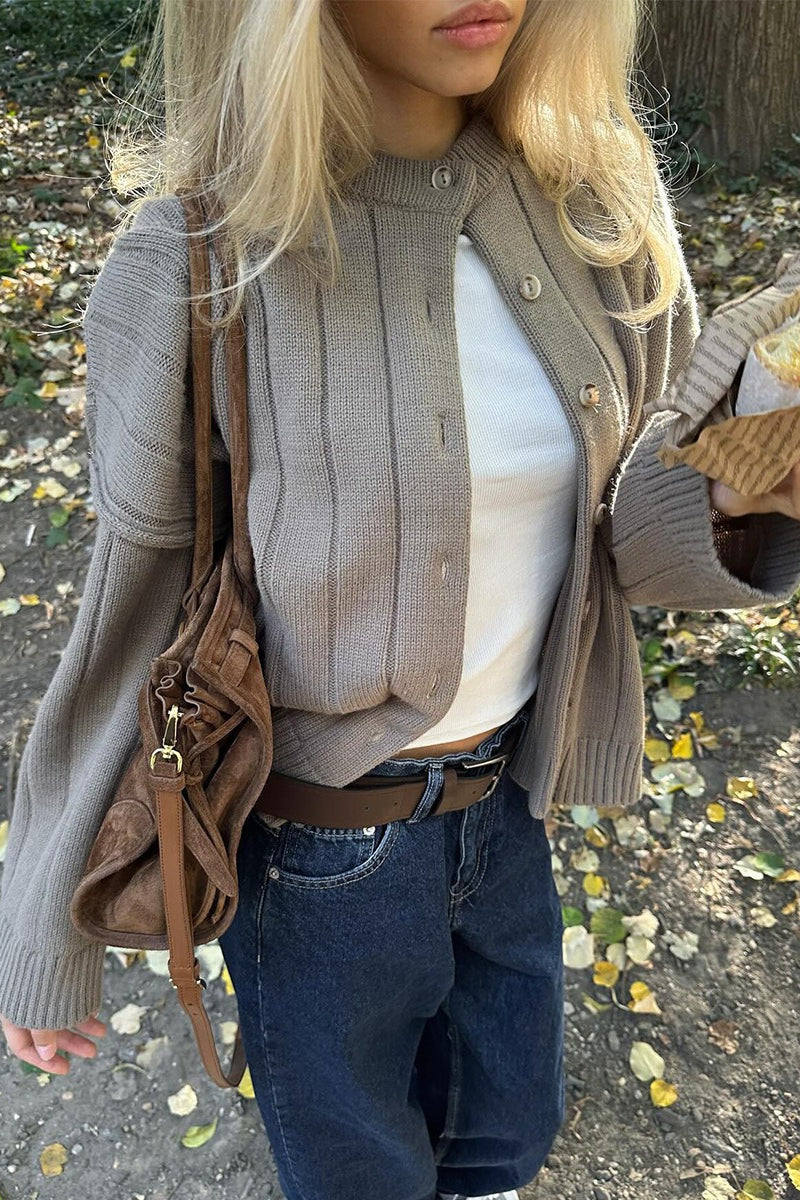Keely | Gilet en maille côtelée à boutons pour femmes