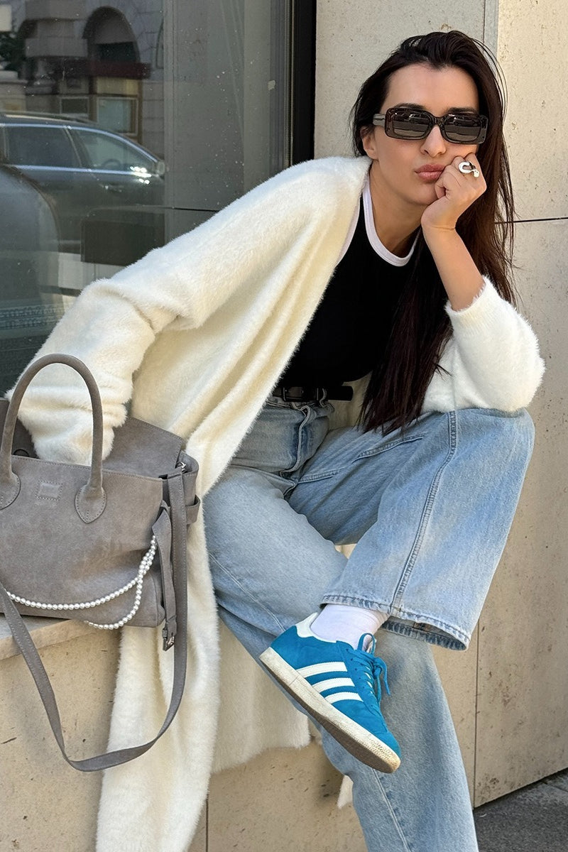Kendra | Cardigan long en tricot ouvert pour femmes