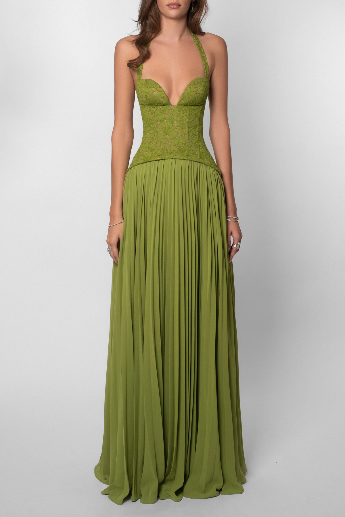 Kenley | Robe Maxi Corset Plissée pour Invitées de Mariage