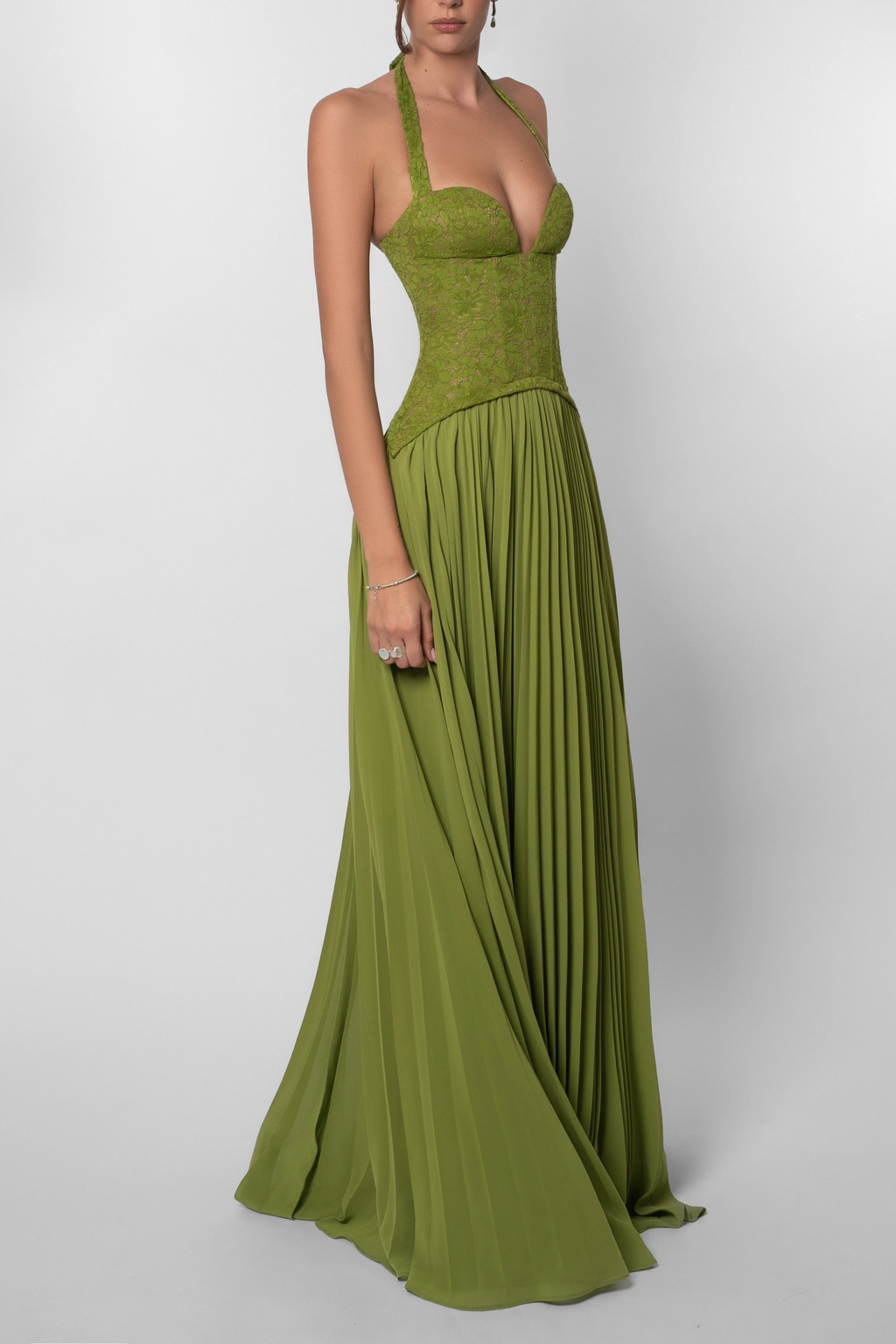 Kenley | Robe Maxi Corset Plissée pour Invitées de Mariage