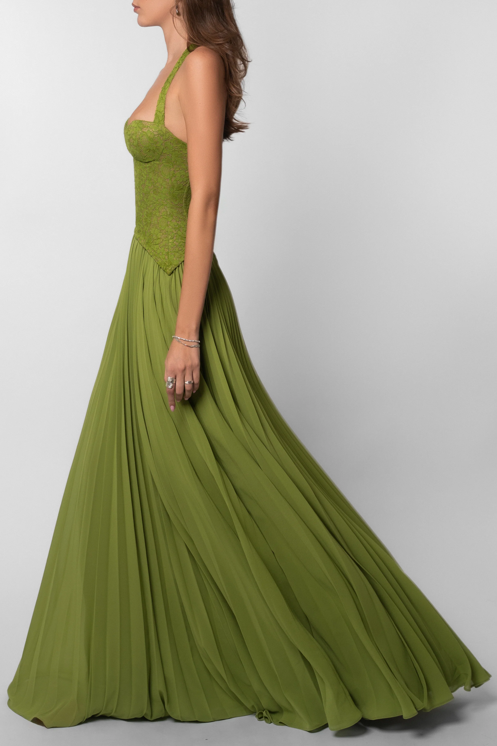 Kenley | Robe Maxi Corset Plissée pour Invitées de Mariage