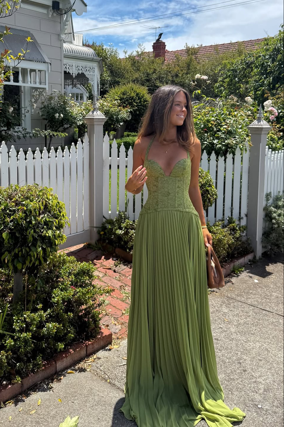 Kenley | Robe Maxi Corset Plissée pour Invitées de Mariage