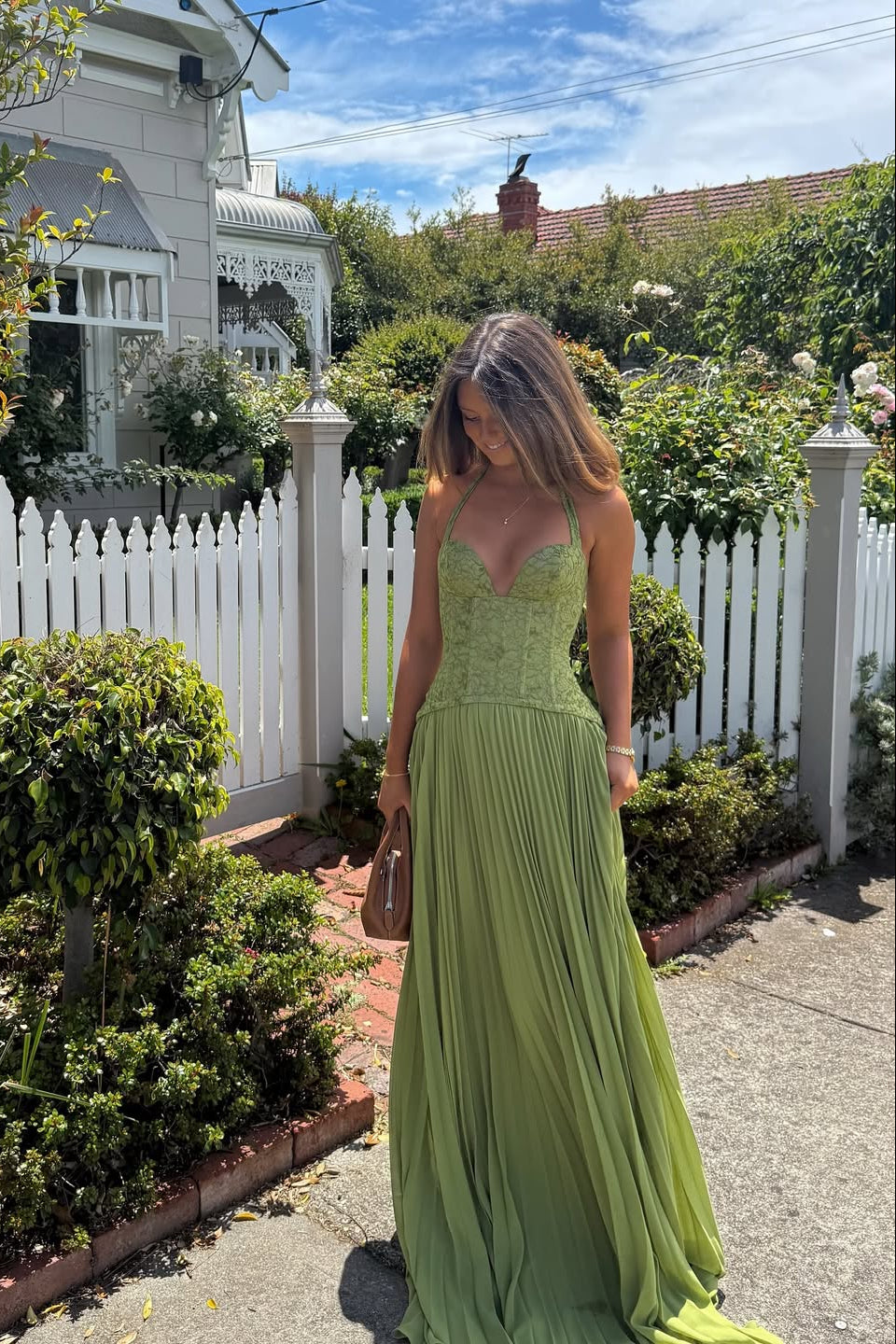 Kenley | Robe Maxi Corset Plissée pour Invitées de Mariage
