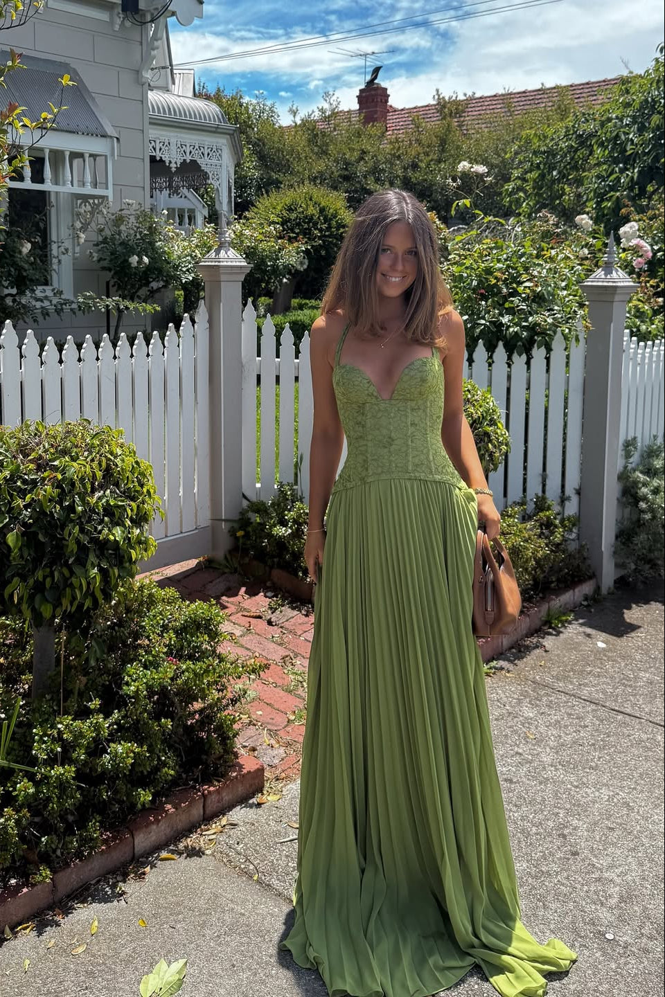 Kenley | Robe Maxi Corset Plissée pour Invitées de Mariage