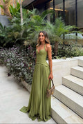 Kenley | Robe Maxi Corset Plissée pour Invitées de Mariage